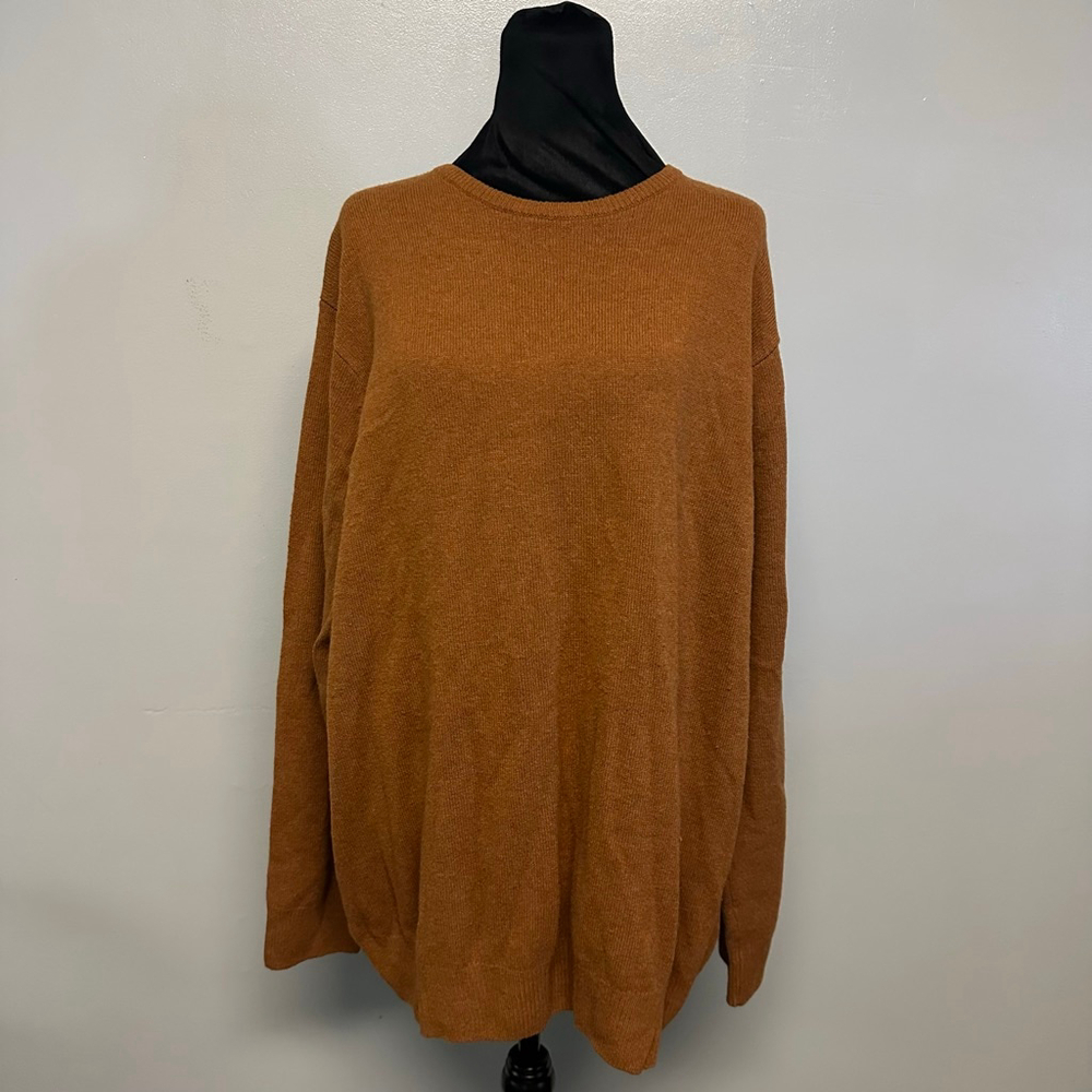 M&S Collection Brown rust Crewneck Sweater Mens 2XL extra fine Lambswool soft
